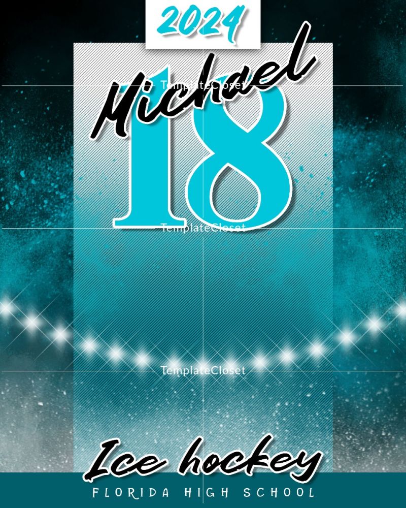 Ice Hockey American High School Photoshop Layered Template