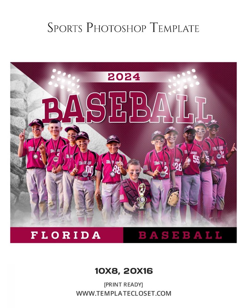 Florida Baseball Team Sports Photography Template