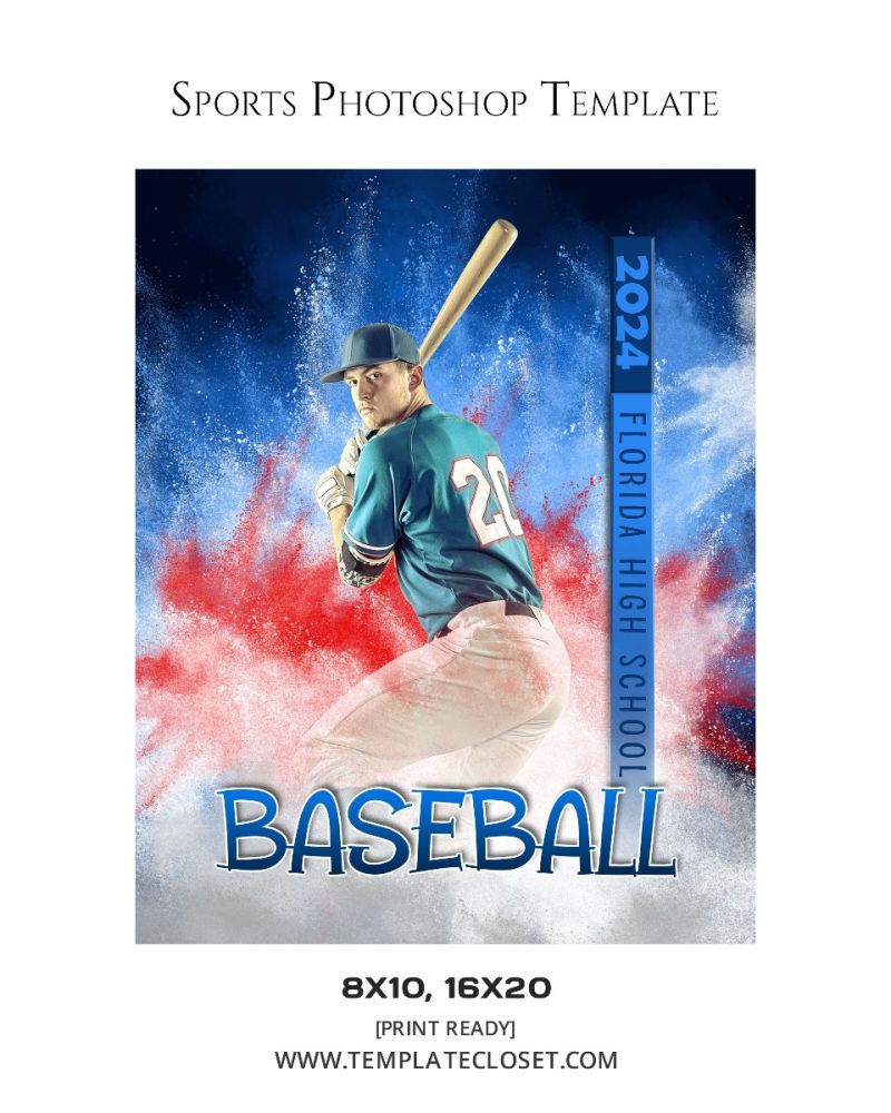 Baseball Multi Color Sports Photography Template