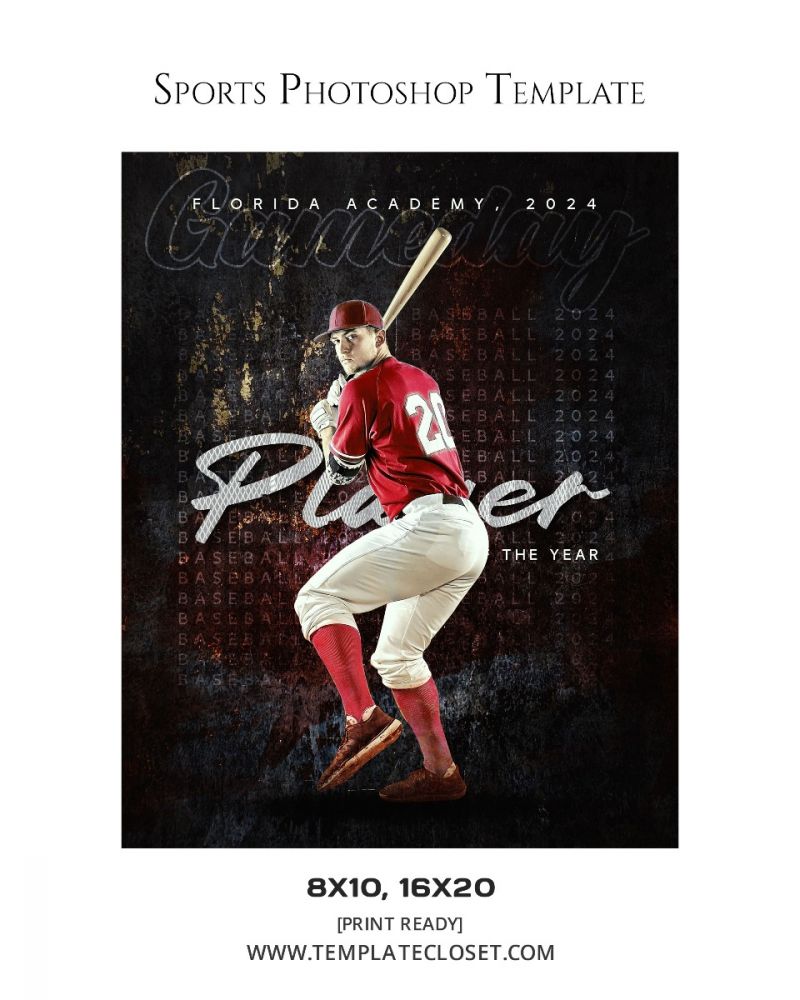 Baseball - Gameday Player Of The Year Photoshop Poster