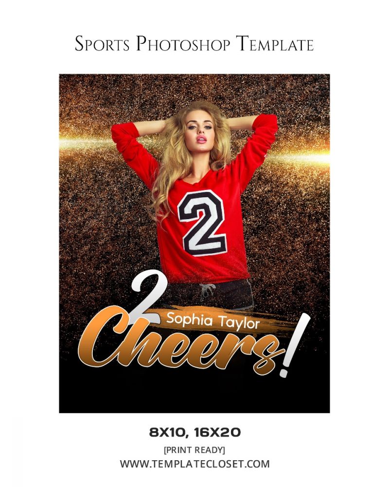 Cheerleader Green Effect Customized Sports Photoshop Template