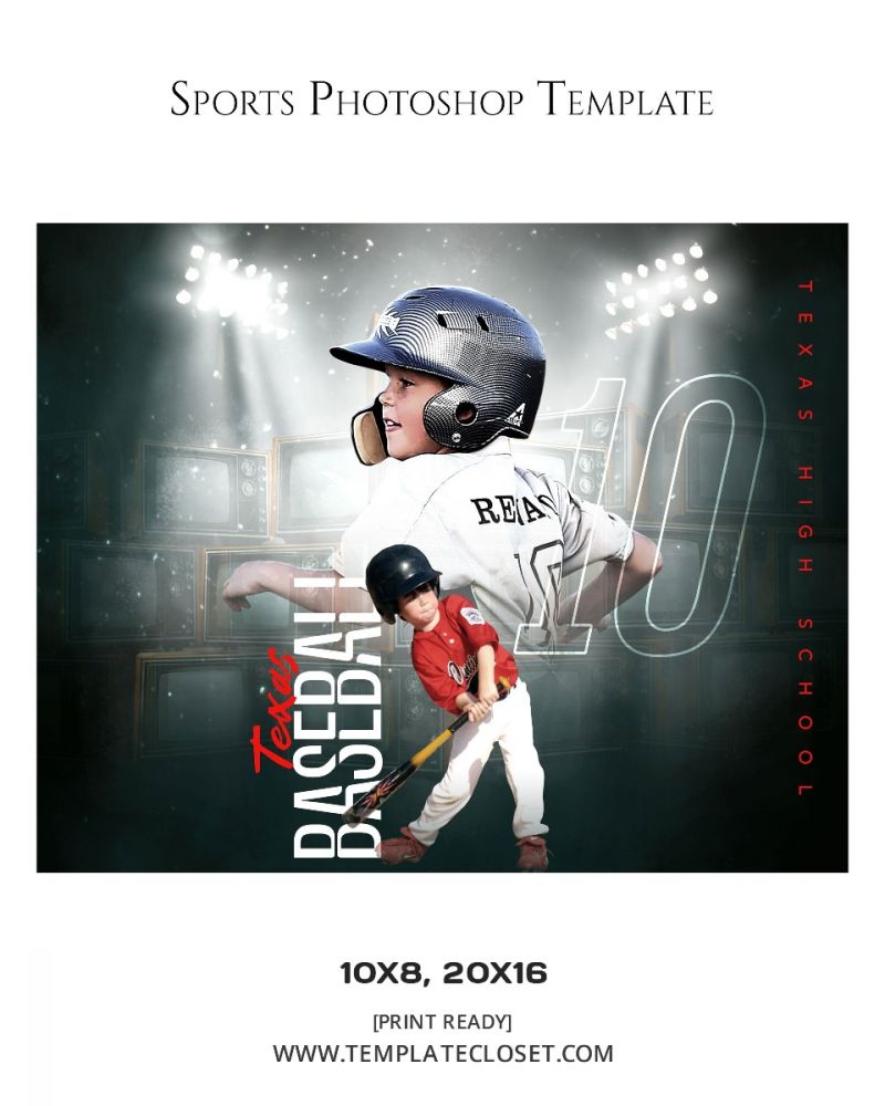 Texas Baseball Signature Effect Customized Photoshop Template