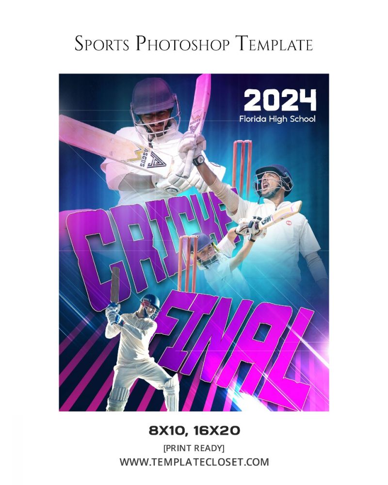 Cricket Green Effect Sports Print Ready Template