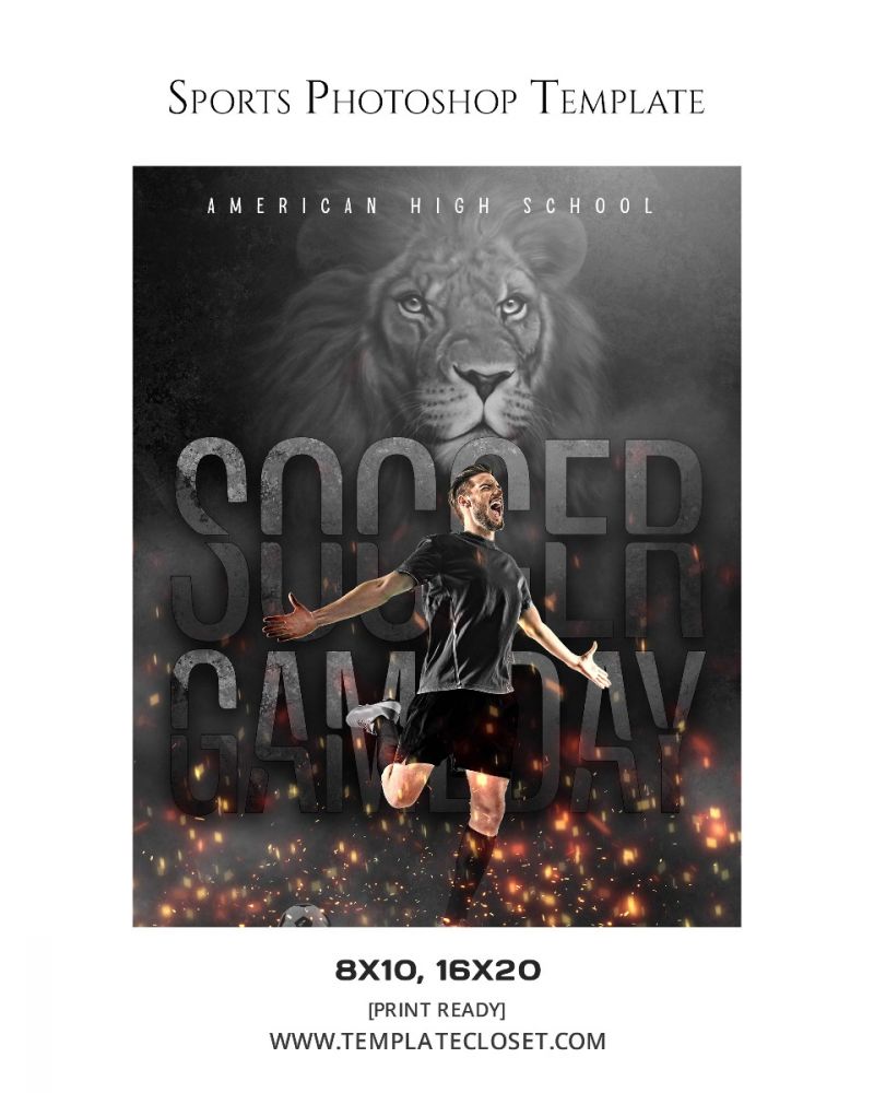 Soccer Lion Customized Sports Photography Template