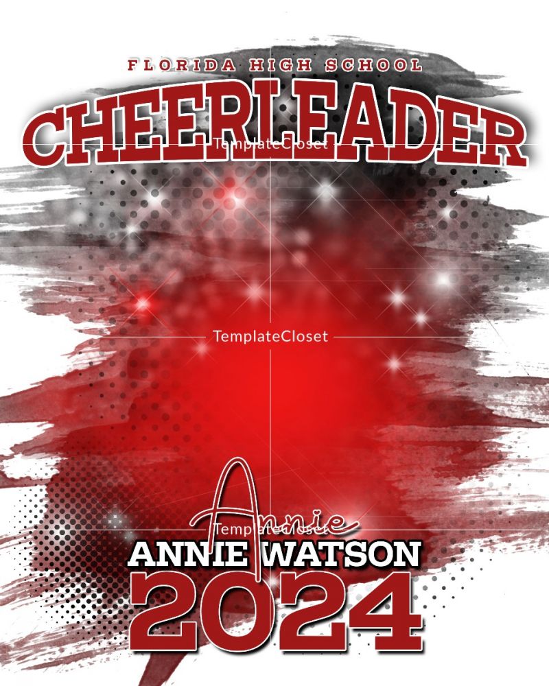 Cheerleader Red Effect Sports Photoshop Template