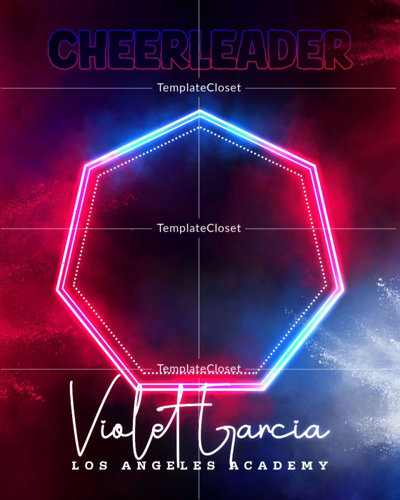 Cheerleader Blue And Red Sports Photoshop Template