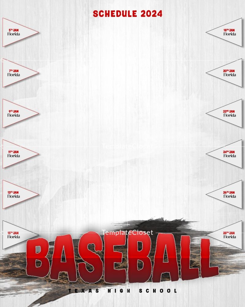 Fully Customized Baseball Schedule Card