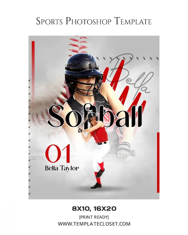 Customized Softball Memory Mate Sports Photoshop Template