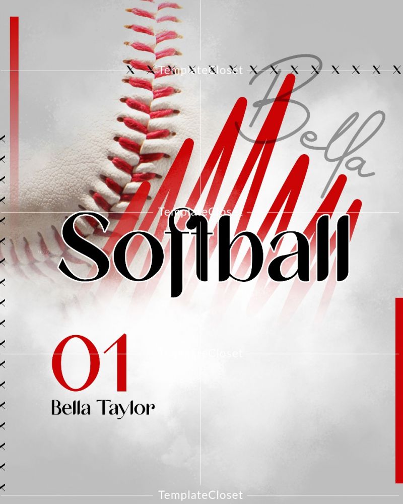 Customized Softball Memory Mate Sports Photoshop Template