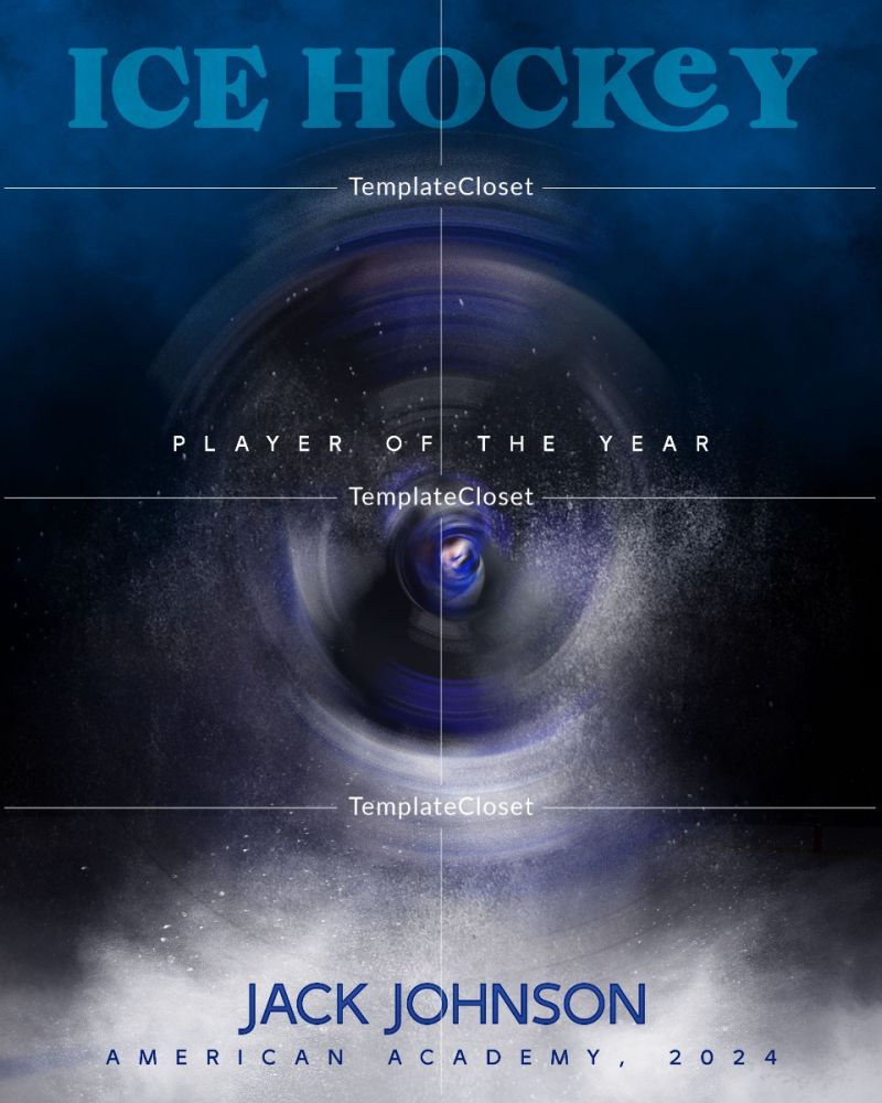 Ice Hockey American High School Photoshop Layered Template