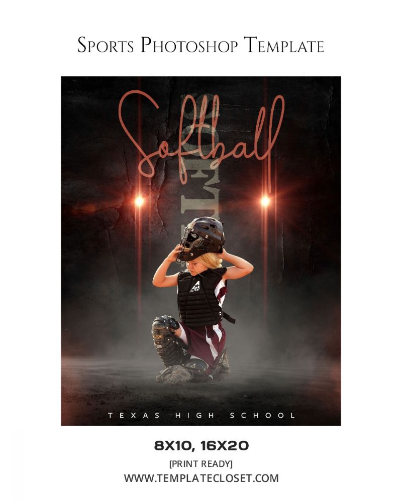 Fully Customized Softball Light Effect Sports Photography Template