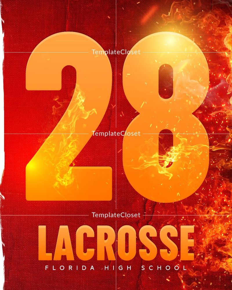 Fully Customized Lacrosse Fire Effect Sports Photoshop Template
