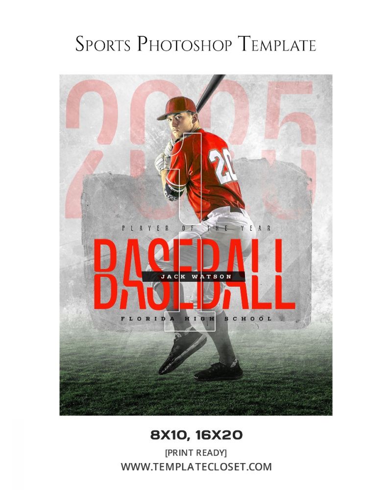Jack Watson - Baseball Sports Customized Photoshop Layered Template