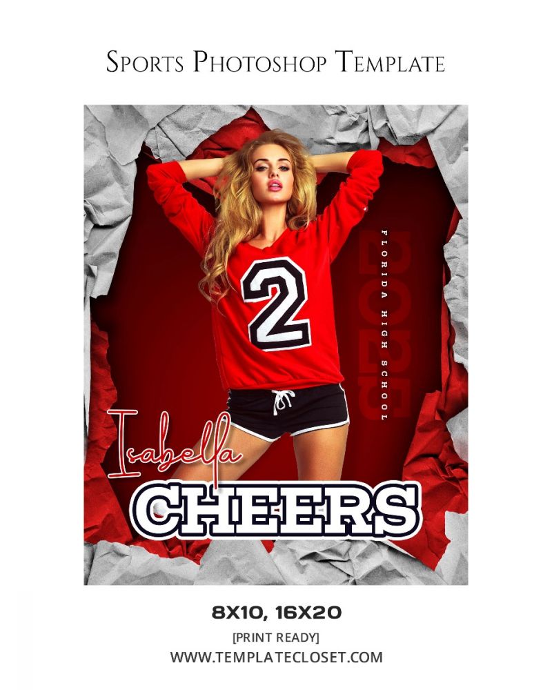Isabella - Cheerleader With Cheers Sports Photography Template