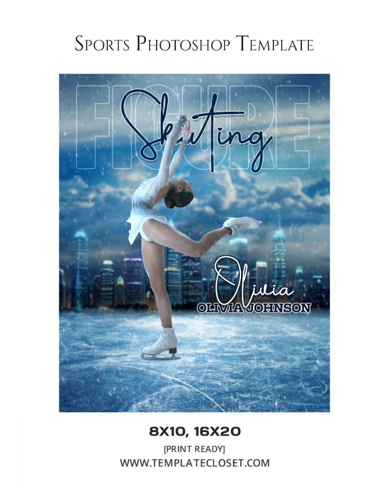 Figure Skating Signature Effect Photoshop Template