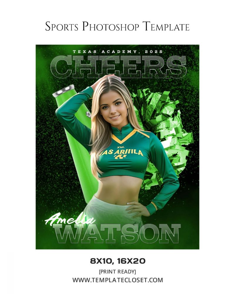 Amelia Watson - Cheerleader With Cheers Photography Template