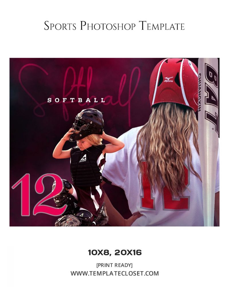 Softball Multi Layered Sports Customized Photography Poster