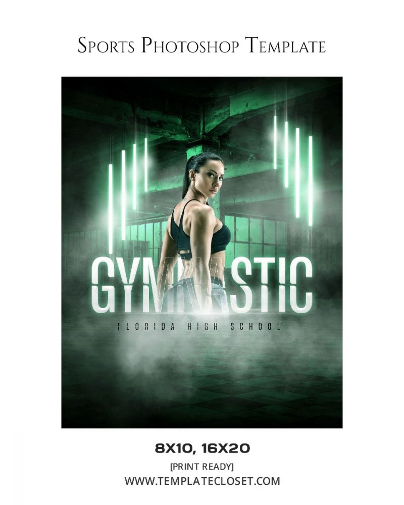 Gymnastic Light Effect Sports Customized Photography Template