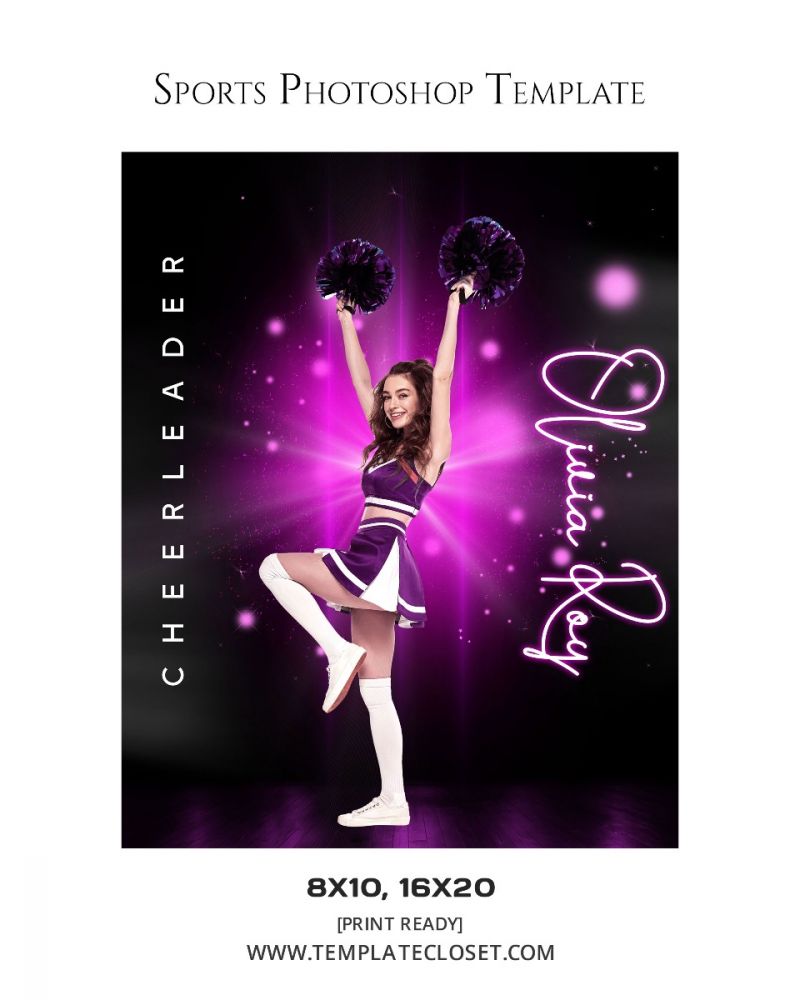 Cheerleader Purple Effect Customized Sports Template