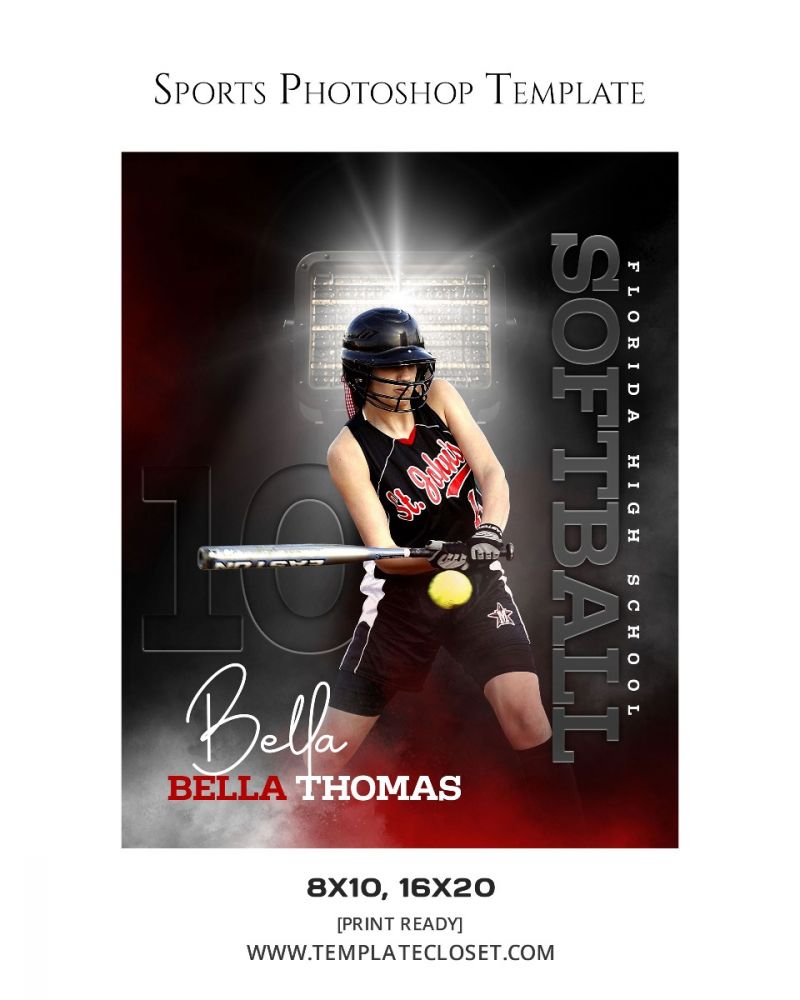 Bella Thomas - Softball Signature Effect Sport Photoshop Template