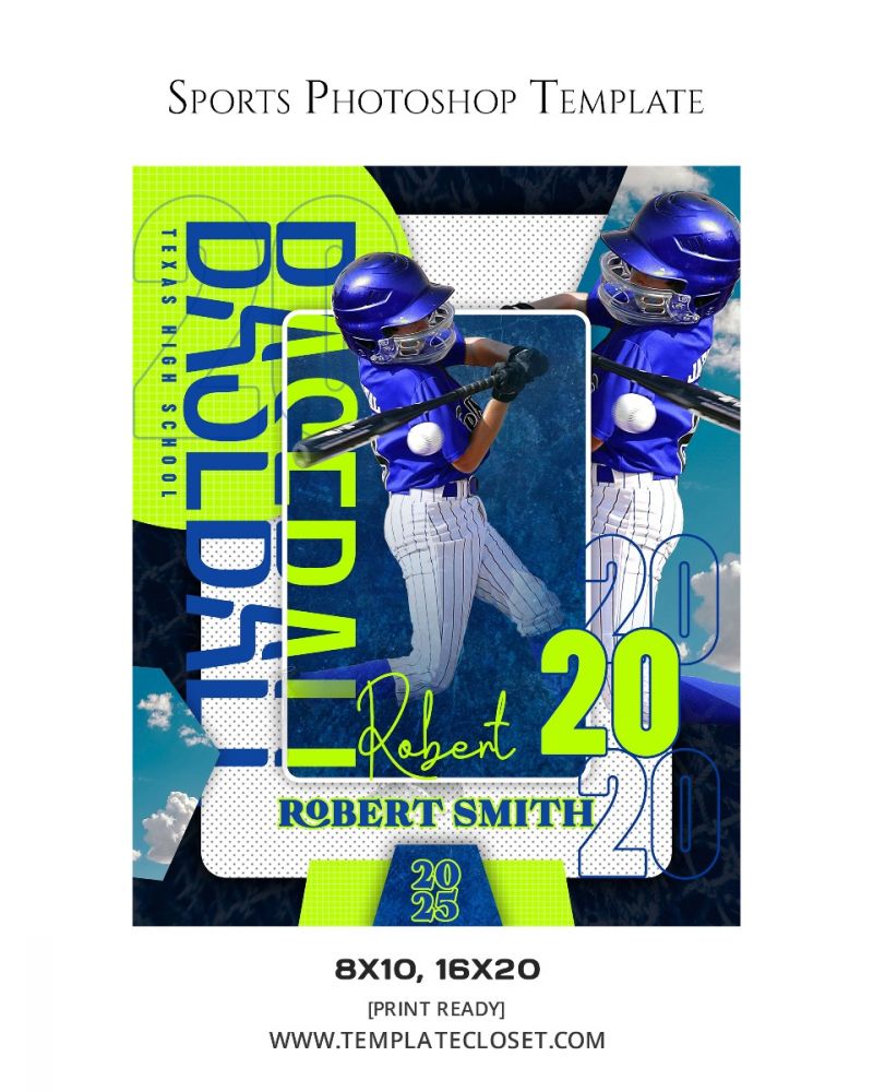 Baseball Mirror Effect Customized Sports Template