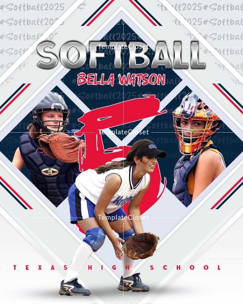 Bella Watson - Softball Memory Mate Customized Photoshop Template