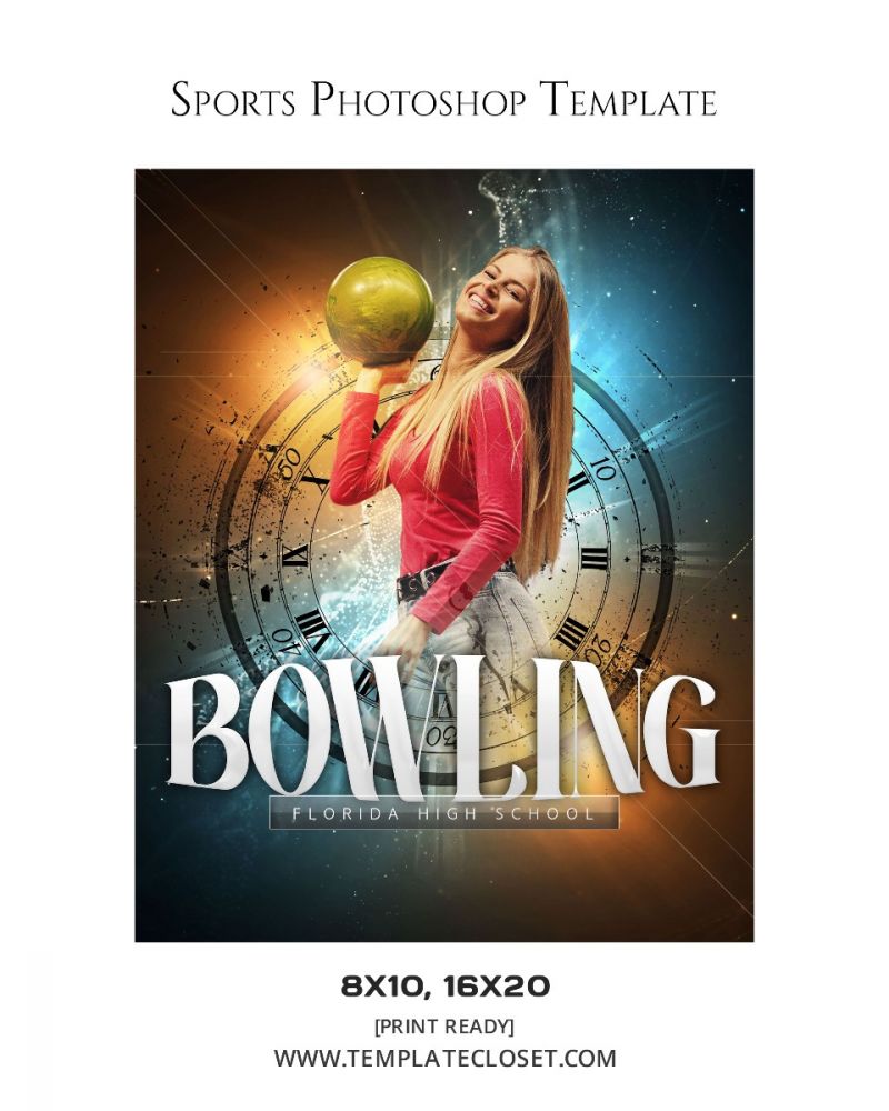 Bowling Multi Color Multi Layer Sports Photography Template