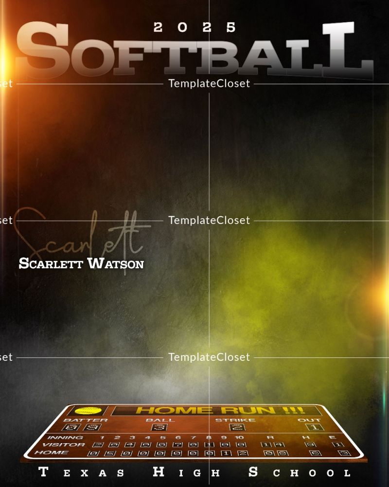 2025 Softball 3D Effect Sports Print Ready Photoshop Template