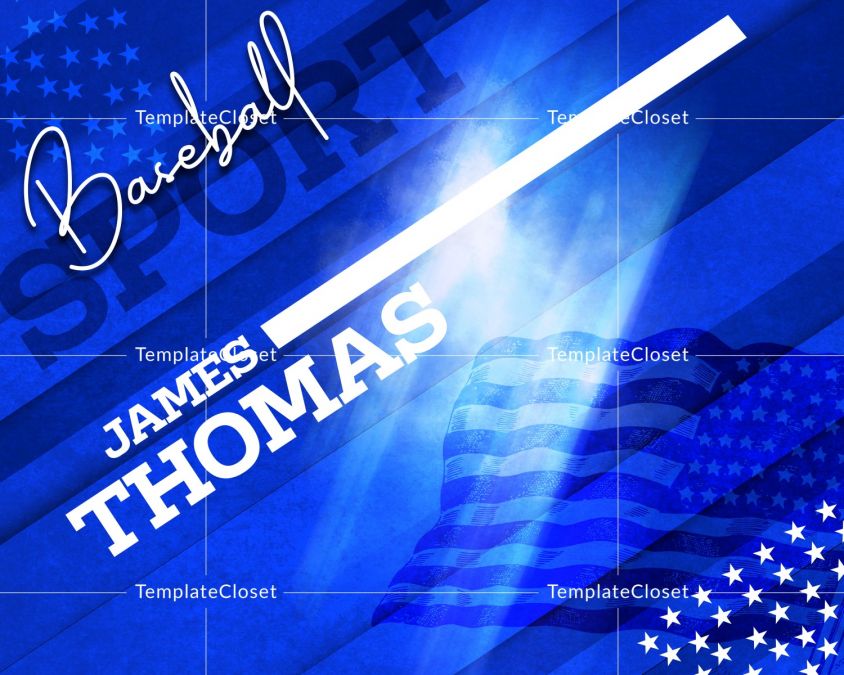 Baseball Signature Effect With Flag Sports Photoshop Template