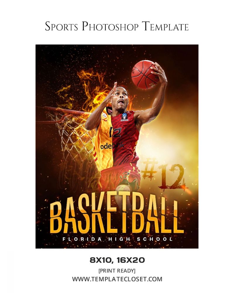 Basketball Fire Effect Customized Photography Template