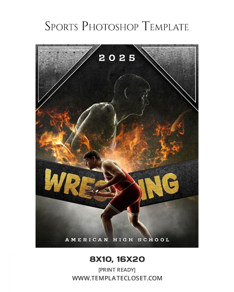 Wrestling Memory Mate Sports Photoshop Template