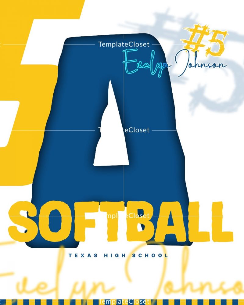 Softball 3D Effect Memory Mate Sports Print Ready Photography Template