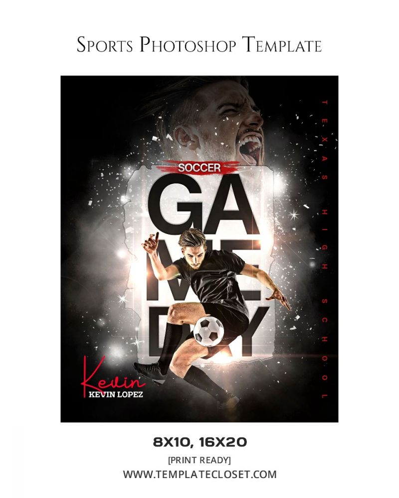 Soccer Gameday - 3D Effect Sports Photography Template