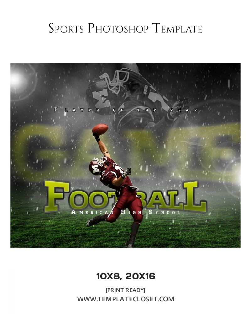 Football American High School Sports Player Photoshop Poster
