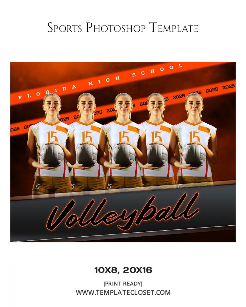 Volleyball Rocking Players Multi Layer Sports Photography Template
