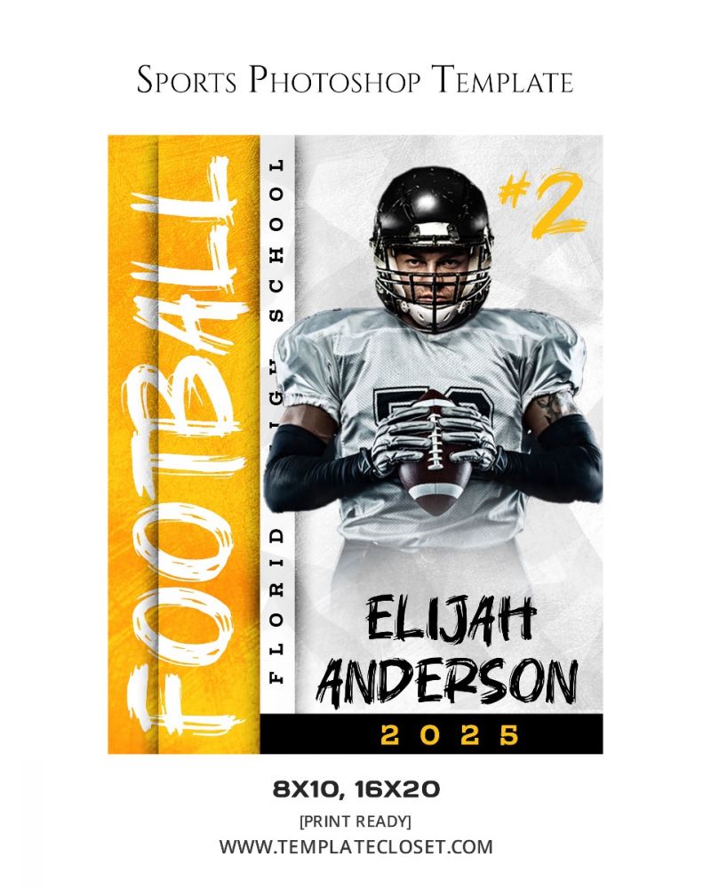 Football Florida High School Sports Photoshop Template