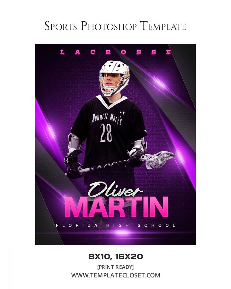 Oliver Martin - Lacrosse 3D Effect Sports Customized Photoshop Template
