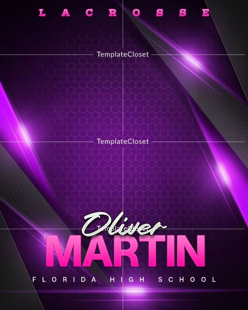 Oliver Martin - Lacrosse 3D Effect Sports Customized Photoshop Template