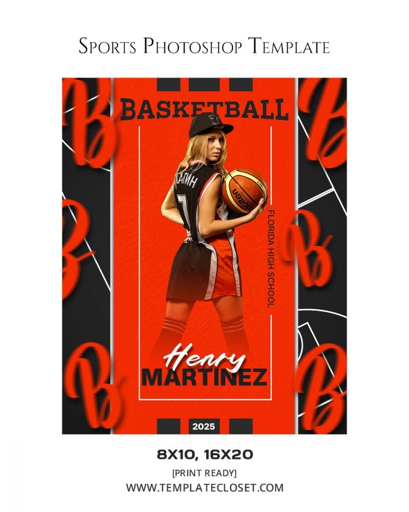 Henry Martinez - Basketball Red Effect Sports Photography Template