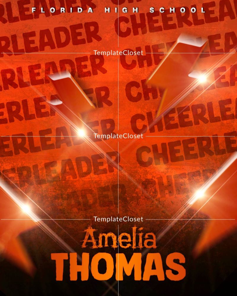 Amelia Thomas - Cheerleader Customized Text Overlay Photoshop Template