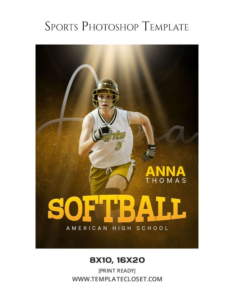 Softball Customized Sports Photography Poster