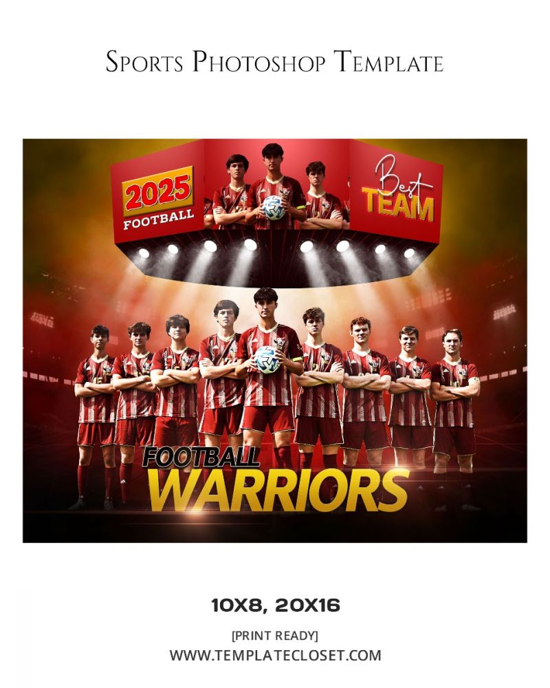 Football Best Warrior Team Customized Sports Photography Template
