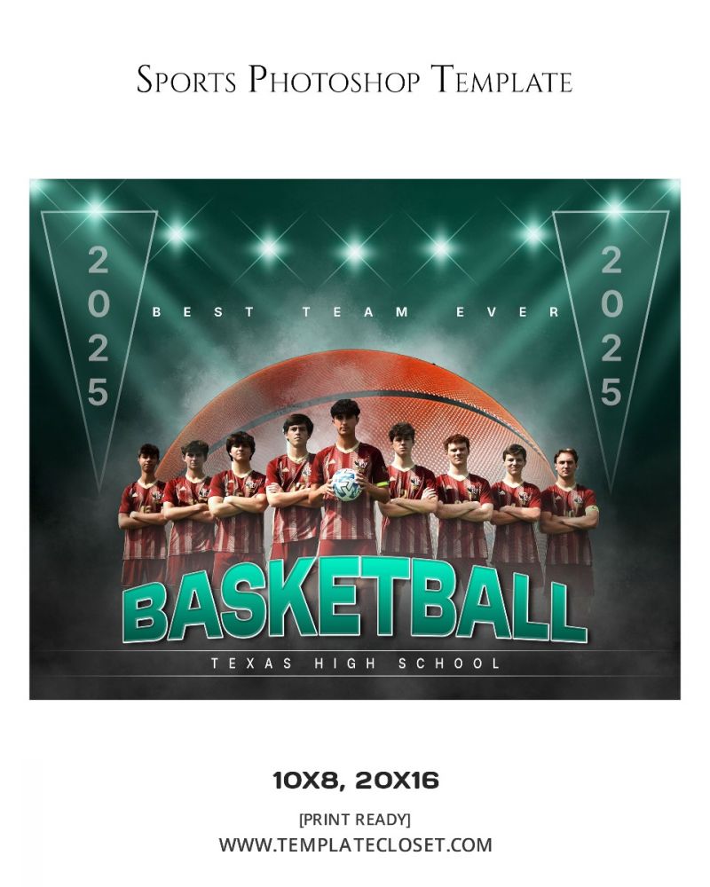 Basketball Team Light Effect Customized Photography Template