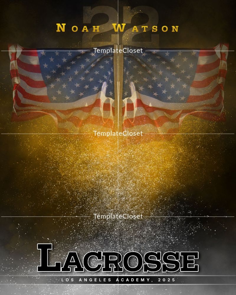 Noah Watson - Lacrosse With Flag Background Sport Photoshop Poster