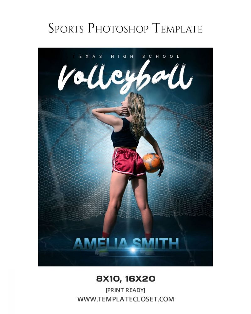 Volleyball With Net Customized Sport Photography Template