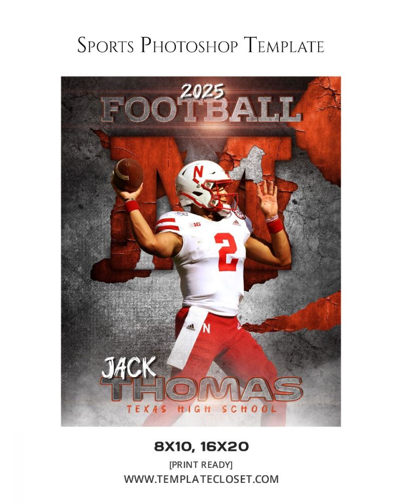 Jack Thomas - Football Customized Multi Layer Photography Template