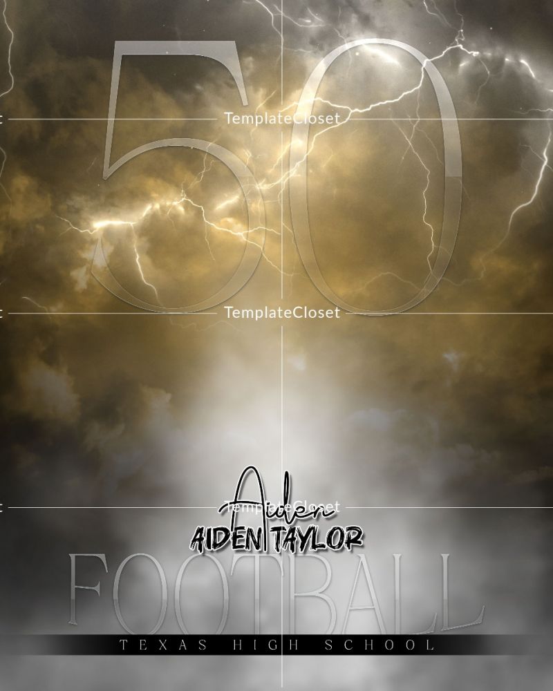 Football Thunder Effect Customized Multi Layer Sport Photoshop Template