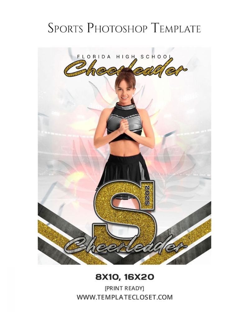 Cheerleader Multi Layer Effect Sports Photography Template