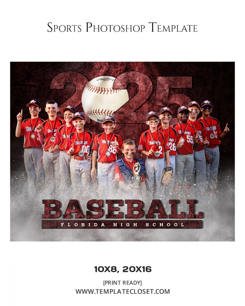 Baseball Florida High School Team Customized Photoshop Template
