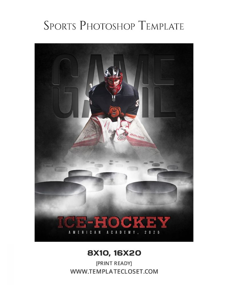 Ice Hockey Game 3D Effect Sports Photography Template